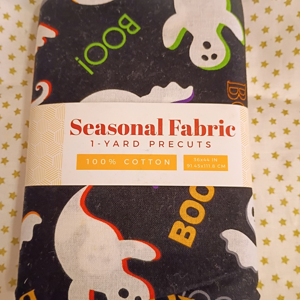Seasonal Fabric 1-Yard Precuts - Black with Ghosts